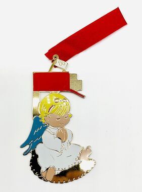 Vintage 1978 Lillikins Lillian Vernon Blond Angel Child Brass Ornament